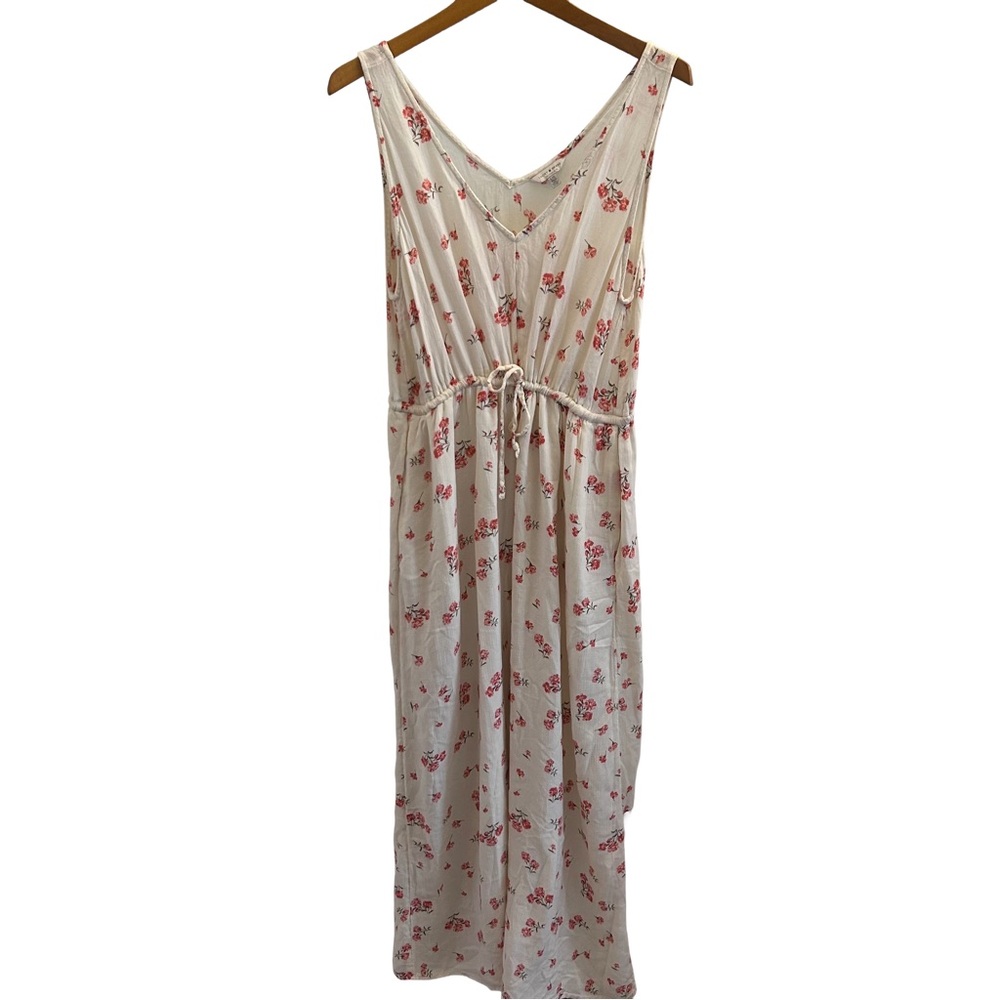 Lucky Brand Romantic Cottagecore Cream and Red Floral Maxi Dress Size L - Picture 2 of 8
